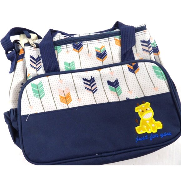 Diaper Travel Bag 5 Piece Matching Set Deep Blue Zipper Compartments NEW - Picture 7 of 11